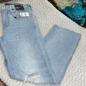 Express mom jeans Light Blue Straight Leg Women's Jeans